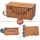 1 x RAW Customer Returns Wicker Picnic Basket for 4 Persons with Insulated Cooler Compartment and Waterproof Blanket Willow Hamper Cutlery Service Set Large Wicker Picnic Basket Sets for Outdoor Camping Brown  - RRP €76.07