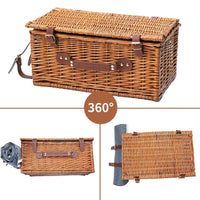 1 x RAW Customer Returns Wicker Picnic Basket for 4 Persons with Insulated Cooler Compartment and Waterproof Blanket Willow Hamper Cutlery Service Set Large Wicker Picnic Basket Sets for Outdoor Camping Brown  - RRP €76.99