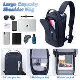 1 x RAW Customer Returns hk shoulder bag men, waterproof chest bag for 11.3 inch iPad crossbody bag with USB charging port backpack sling bag men small for work travel cycling hiking-blue - RRP €43.36