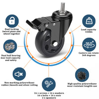 1 x RAW Customer Returns IQWTU swivel castors 100MM with brake, 4 pieces of furniture castors with M10 X 25mm 3 8 x 1 screw, heavy-duty castors including mounting accessories, transport  up to 550KG, castors for indoor outdoor use - RRP €33.43