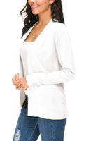 1 x RAW Customer Returns Women s Elegant Casual Long Sleeve Elastic Cardigan Lightweight Solid Knitted Blazer XXL, White  - RRP €32.98