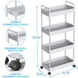 1 x RAW Customer Returns SOLEJAZZ 4-Tier Storage Cart Sliding Removable Cart Storage Cart Mobile Shelf for Kitchen, Bathroom, Laundry, Bedroom, Narrow Spaces, Plastic, Gray - RRP €27.31