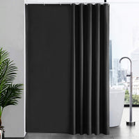 1 x RAW Customer Returns Extra long shower curtain for the bathroom, anti-mold textile bath curtain for the bathtub shower, curtain made of antibacterial washable fabric with 12 hooks, extra large black 200x240cm. - RRP €19.99