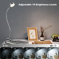 1 x RAW Customer Returns EYOCEAN reading lamp, LED clamp lamp, 360 flexible gooseneck lamp, 3 color modes 9 brightness levels, eye care desk lamp for office home use, CE adapter included, 5W, silver - RRP €18.14