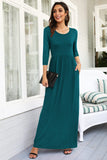 1 x Brand New WNEEDU Maxi Dresses for Women 3 4 Sleeve Women s Dress Loose Long Maxi Dress with Pockets Autumn Winter Dress for Women Dresses Dark Green Long Female Maxi Dress Elegant - RRP €34.99