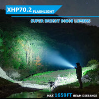 1 x RAW Customer Returns LEKIA LED Flashlight USB Rechargeable, Extremely Bright 90000 Lumens XHP70.2 Rechargeable Flashlight, 5 Modes Tactical Zoomable Waterproof Flashlights for Outdoor Camping, Battery Included - RRP €24.99