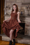 1 x RAW Customer Returns Women s Medieval Dress Sleeveless A-Line Dress High Low Design With Ruffles Gothic Dresses XL Reddish Brown - RRP €30.0