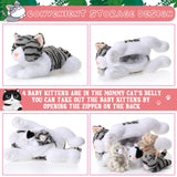 2 x RAW Customer Returns Skylety 5 Pieces Cat Cuddly Toy with Babies Inside, Mama Cat with 4 Cute Fluffy Kittens Plush Toys in the Belly, Cat Stuffed Toys for Birthday Gift, Sleeping, Cuddling Gray  - RRP €73.36