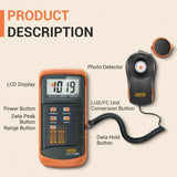 1 x RAW Customer Returns Dr.meter Luxmeter, Light Meter Digital Lux Meter Handheld Split Design with LCD Display Range up to 0-200,000 Lux Light Meter with High Precision Fast Response Data Orange  - RRP €39.99