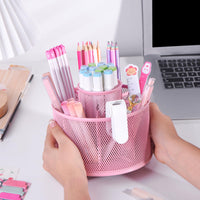 1 x RAW Customer Returns POPRUN children s pencil holder, desk organizer, rotating pencil case made of metal wire suitable for school and office - pink - RRP €20.92