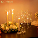 1 x RAW Customer Returns NUPTIO candle holder glass candlestick candles 10 clear candlestick holder candle holder small candlestick glass candlestick for wedding party Christmas decoration table decoration decoration - RRP €27.78