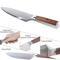 34 x Brand New SanCook kitchen knife, chef s knife, vegetable knife 20.3 cm, ultra sharp professional kitchen knife, carbon steel knife with ergonomic handle, sharp forged blade, chef s knife gift box - RRP €891.14