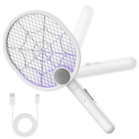 1 x RAW Customer Returns Buzbug Electric Fly Swatter, 3800V, 2-in-1 Electric Fly Swatter, USB Charging Station, 1500mAh Rechargeable Battery, LED Light, 3-Layer Protective Net, White - RRP €14.11