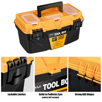 1 x RAW Customer Returns AIRAJ Empty tool box tool case with double locking buckle, lightweight plastic tool box with removable tray, empty plastic tool box for home and craftsmen 38.1 x 22 x 19.5 cm - RRP €19.15