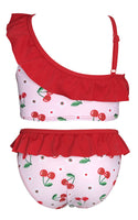 1 x Brand New SHEKINI Kids Two-Piece Swimsuits Girls Asymmetrical Shoulder Cute Bikini Ruffle Tankini Girls Bikini 2 Piece Beach Bikini for 6-14 Years 12 14Y, Red  - RRP €23.35