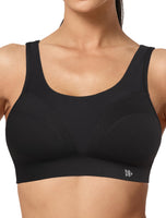 1 x RAW Customer Returns Yvette Sports Bra Strong Support Adjustable Straps Backless Padded Fitness Running Jogging Bustier, Night Black, 4XL Large Sizes - RRP €30.24