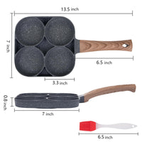 2 x RAW Customer Returns Yesland 4-Cup Frying Pan, 34.2 x 17.8 cm with Bonus Oil Brush, Non-Stick Coating, Poached Eggs Maifan Pan, Cake Pan with Stone Coating for Fried Eggs, Burgers, Omelettes, Outdoor Camping - RRP €32.26