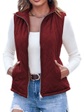 1 x RAW Customer Returns YBENLOVER Reversible Vest Women s Short Fleece Softshell Quilted Vest Warm Sleeveless Jacket with Zipper Pockets - RRP €30.24