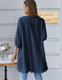 1 x RAW Customer Returns Hotouch Beach Dress Women Kimono Knitted Cardigan Bikini Cover Up Beach Poncho Pareos Summer Dress Navy Blue S - RRP €22.62