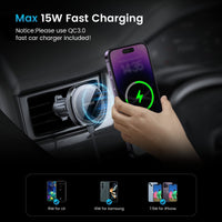 1 x RAW Customer Returns APPS2Car 15W Magsafe car holder with charging function Magnetic cell phone holder car, MagSafe cell phone holder car inductive charging, car cell phone holder car ventilation for iPhone Samsung Huawei etc. - RRP €29.65