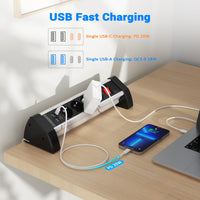 1 x RAW Customer Returns Power strip 4-way desk with USB C PD 20W, Ohuo table socket USB C 20W multiple sockets 4-way with switch, 2 USB-A and USB-C ports, 1.8m cable - RRP €30.0