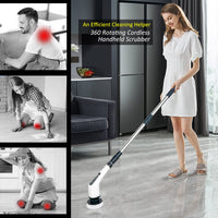 1 x RAW Customer Returns Electric Cleaning Brush, Electric Spin Scrubber Cordless with 8 Interchangeable Drill Brush Heads, Shower Cleaning Brush with Adjustable Handle for Bathroom, Tile Floor and Car - RRP €65.99