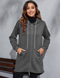 1 x RAW Customer Returns CMTOP Women s Sweat Jacket Hoodie Hoodie with Zipper Sweatshirt Jacket Long Sleeve Pullover Hoodie Outwear Hooded Jacket Autumn Winter Dark Grey, XXL  - RRP €31.99