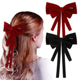 5 x Brand New WLLHYF 2 Pieces Hair Bows Large Hair Clip Girls Bow Hair Clips Metal Clips for Ladies Women Party Christmas Black Red - RRP €90.0