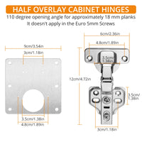 1 x Brand New Neoteck Hinge Repair Plate Set Includes 4pcs External Half Stop Slow Closing Hinges and 8pcs Repair Plate 72 Screws for Cabinets Doors Kitchens Drawers - RRP €21.6