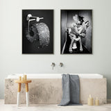 2 x Brand New Modern Bathroom Canvas Pictures, 3 Pieces Black and White Canvas Poster Set Modern Funny Bathroom Wall Art Poster-without Frame A, 3x20x30cm  - RRP €32.26