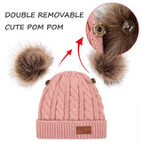 3 x Brand New Simoda Children s Winter Hat Scarf Set Knitted Warm Skiing Beanie Cap with Lovely Pompom Dark Pink  - RRP €82.8