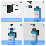 1 x RAW Customer Returns Anhow 4-pack soap dispenser wall mounting set, 500ml soap dispenser wall without drilling, plastic empty pump bottle with 12 category labels for shower kitchen bathroom - blue - RRP €21.41