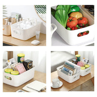 1 x RAW Customer Returns Bgfuni set of 4 storage boxes, organizer box with handles original design , small white plastic box for household, practical storage basket storage box for the bathroom, 20 x 14 x 7.5 cm white  - RRP €15.04