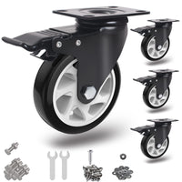 1 x RAW Customer Returns RRIUTO 125mm Swivel Caster Wheels with Brake, 4 Pack Furniture Casters Heavy Duty Casters Industrial Plate Wheel Transport, Max 900KG 32 Screws Included and Two Keys  - RRP €34.99