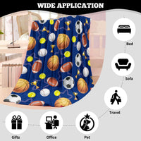 3 x Brand New Cuddly blanket children sports balls, soft fluffy sports balls blanket for boys, plush cuddly blanket flannel fleece blanket with basketball football rugby pattern for sofa blanket couch blanket, 100x130cm - RRP €61.2