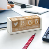 1 x RAW Customer Returns Annual countdown calendar cube made of wood with theme bar - permanent year table calendar - continuous day counting up to 432 days for weddings, birthdays, exams and more white natural  - RRP €20.95