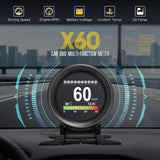 1 x RAW Customer Returns X60 Car HUD Automotive Head Up Display Car OBD2 KMH MPH HUD Multifunctional Digital Meter Alarm Water Speed Car OBD2 Digital Speedometer - RRP €49.31