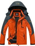 1 x RAW Customer Returns GEMYSE Men s Waterproof Mountain Ski Jacket Windproof Fleece Outdoor Winter Jacket with Hood Orange Grey, XL  - RRP €93.98