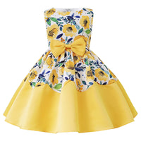 1 x Brand New SEAUR Dress Girls Festive Retro Birthday Party Prom Elegant Ribbon Bow Fluffy Stage Show Strap Dress Ball Gowns Party Dress Girl Dress Yellow - RRP €27.6