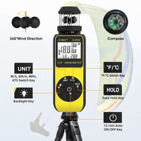 1 x RAW Customer Returns AIOMEST Anemometer Anemometer, 881M Digital Anemometer Handheld 4 Cups, 4 High Accuracy Wind Gauge Measures MAX AVG Wind Speed Temperature for Shooting, Sailing, Surfing, Drone - RRP €39.01