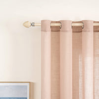 1 x Brand New MIULEE Set of 2 Voile Curtains Sheer Linen Curtain with Eyelets Transparent Linen Look Curtain Eyelet Curtain Living Room Window Curtain Translucent Decorative Curtain Bedroom 140 x 290 cm W x H Peach - RRP €38.3