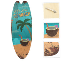 1 x RAW Customer Returns ifundom surfboard wooden sign outdoor decoration home decoration summer decoration for home Hawaii room decoration Hawaii party decoration farmhouse sign indoor surfboard sign decoration surf decoration pendant - RRP €12.59