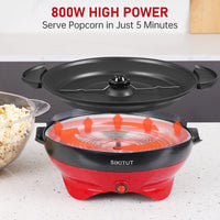 1 x RAW Customer Returns SIKITUT Popcorn Machine, Popcorn Maker for Home, Popcorn Popper Machine with Non-Stick Coating and Removable Heating Surface, 5L, with Cool-Touch Handles, Two Measuring Cups, Plastic - RRP €46.38