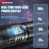 1 x RAW Customer Returns FUIIKE LED flashlight 100,000 lumens, LED flashlight extremely bright, built-in 9000 mAh battery with power display, stepless dimming mode, LED flashlight rechargeable for outdoor camping, hiking - RRP €46.75