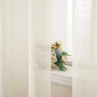 1 x RAW Customer Returns MIULEE Set of 2 Voile Curtains Sheer Linen Curtain with Eyelets Transparent Linen Look Curtain Eyelet Curtain Living Room Window Curtain Translucent Decorative Curtain Bedroom 140 x 225 cm W x H Ivory White - RRP €27.59