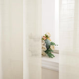 1 x RAW Customer Returns MIULEE Set of 2 Voile Curtains Sheer Linen Curtain with Eyelets Transparent Linen Look Curtain Eyelet Curtain Living Room Window Curtain Translucent Decorative Curtain Bedroom 140 x 225 cm W x H Ivory White - RRP €28.51