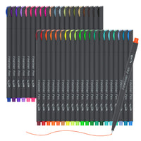 1 x RAW Customer Returns Lineon 46 Pieces Diary Planner Colored Pens, 40 Colors Fineliner Pens with 6 Different Stencils, Perfect Set for Diary, Planner, Notes, Calendar, Painting, Office, School, Art Supplies - RRP €13.82