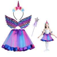 1 x RAW Customer Returns ACWOO Girls Unicorn Princess Dress, Fairy Costume Girls, Tutu Skirt Ballet Skirt, Unicorn Costumes Children with Unicorn Headband Wings Wand for Halloween Birthday Party 2-10 Years Purple  - RRP €15.16