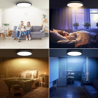 1 x RAW Customer Returns AmazeFan LED Ceiling Light Dimmable - 24W 2400LM Ceiling Lamp with Remote Control - 6W Night Light Warm - LED Ceiling Light Flat for Bedroom Children s Room Living Room Round 24W-29CM Black  - RRP €36.99