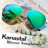 1 x RAW Customer Returns KANASTAL Sunglasses Men and Women Mirrored Green Lenses with Premium Metal Frame UV400 Protection Classic Mirrored Glass Sunglasses - RRP €20.08